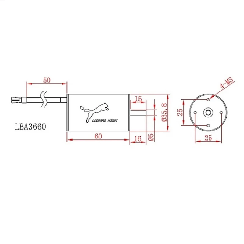 Leopard Hobby LBA3660/10T 2450KV 2 pole Inrunner Brushless Motor for RC Cars Remote control boat