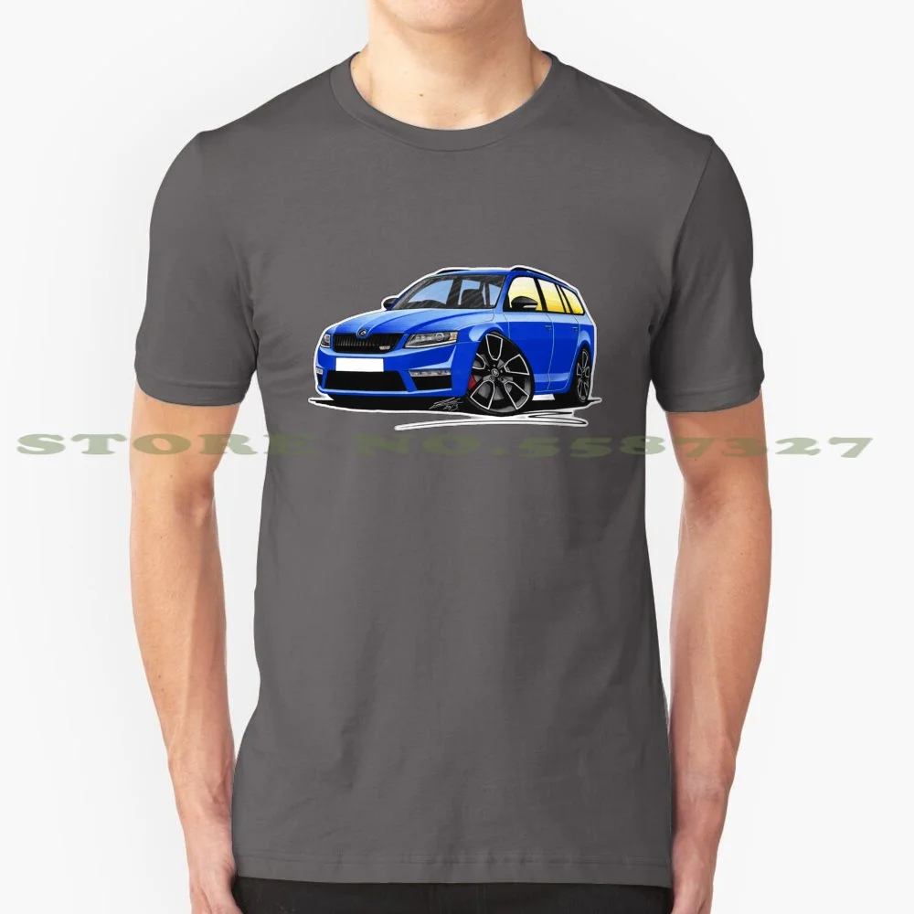 Skoda Octavia 3 Vrs Estate Blue 100% Cotton T-Shirt Skoda Octavia Vrs Caricature 3 Cars Artwork