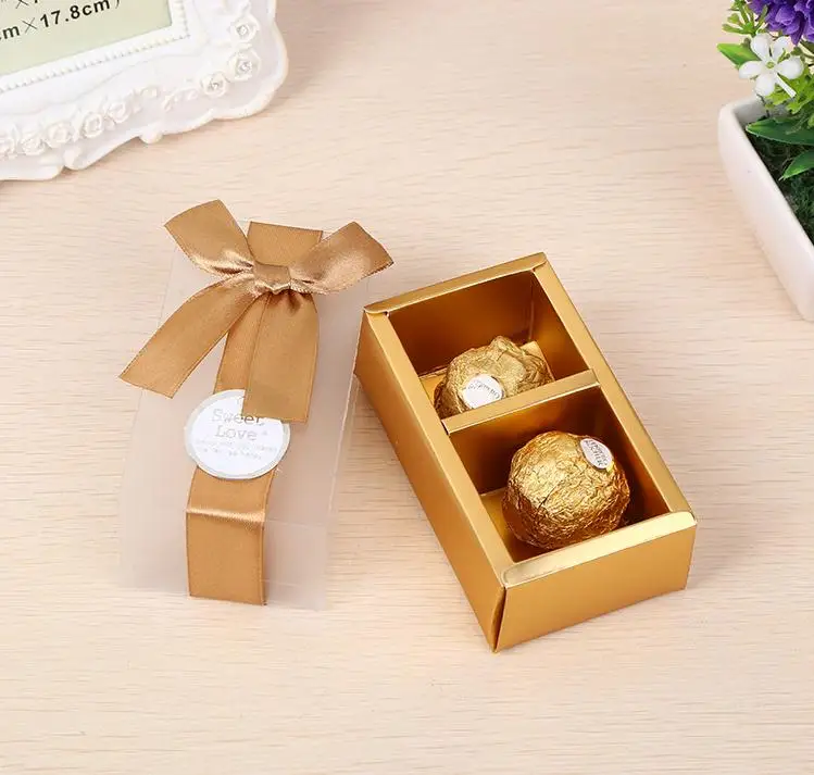 100pcs/lot 2 Grid Macaron Box Bakery Box for Biscuits Cookie Chocolate Packaging Paper Boxes Valentine's Day Gift Wholesale