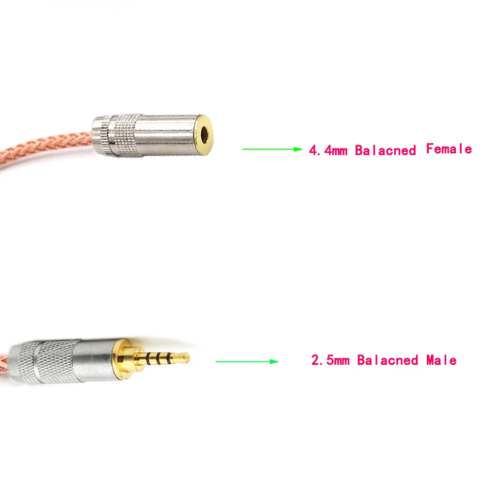 Cable adaptador de Audio macho a hembra balanceado de 2,5mm a 4,4mm, Cable de cobre de cristal único superior HiFi TRRS de 4,4mm, equilibrio de 2,5mm