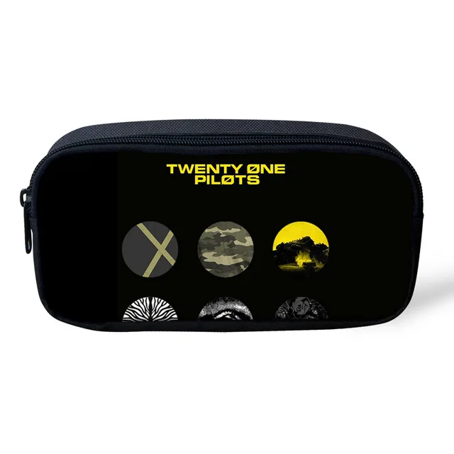 Twenty One Pilots Cartoon Printed Kid Schoolbag Case Large Storage Holder Vintage Stationery teenager Pencil Case Makeup