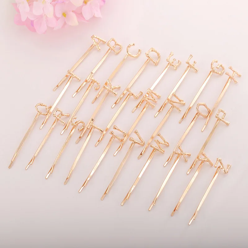 2021 New fashion Simple European American all-match golden letter folder clip Barrettes DIY hair accessories Headwear jewelry