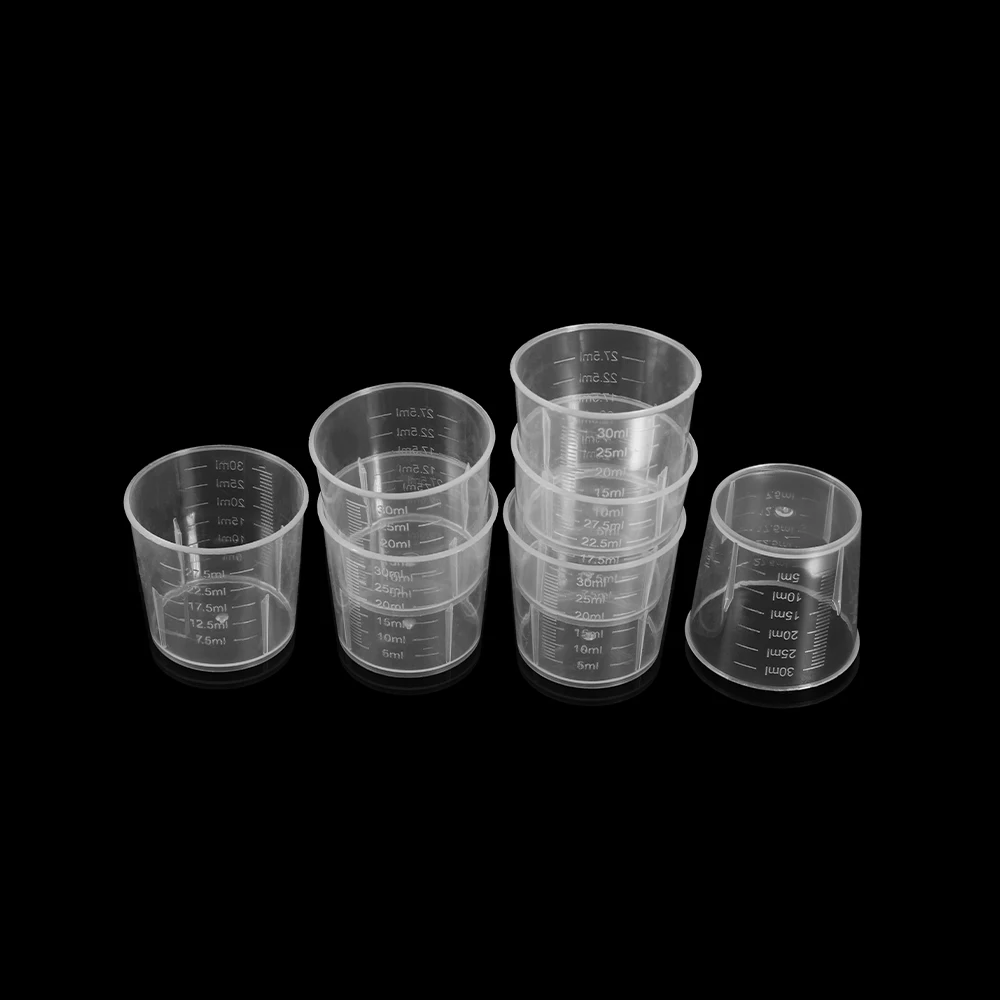 20pcs 30ml Transparent Plastic Measuring Cups Disposable Liquid Pot Container For Epoxy Resin Silicone Mold DIY Jewelry Making