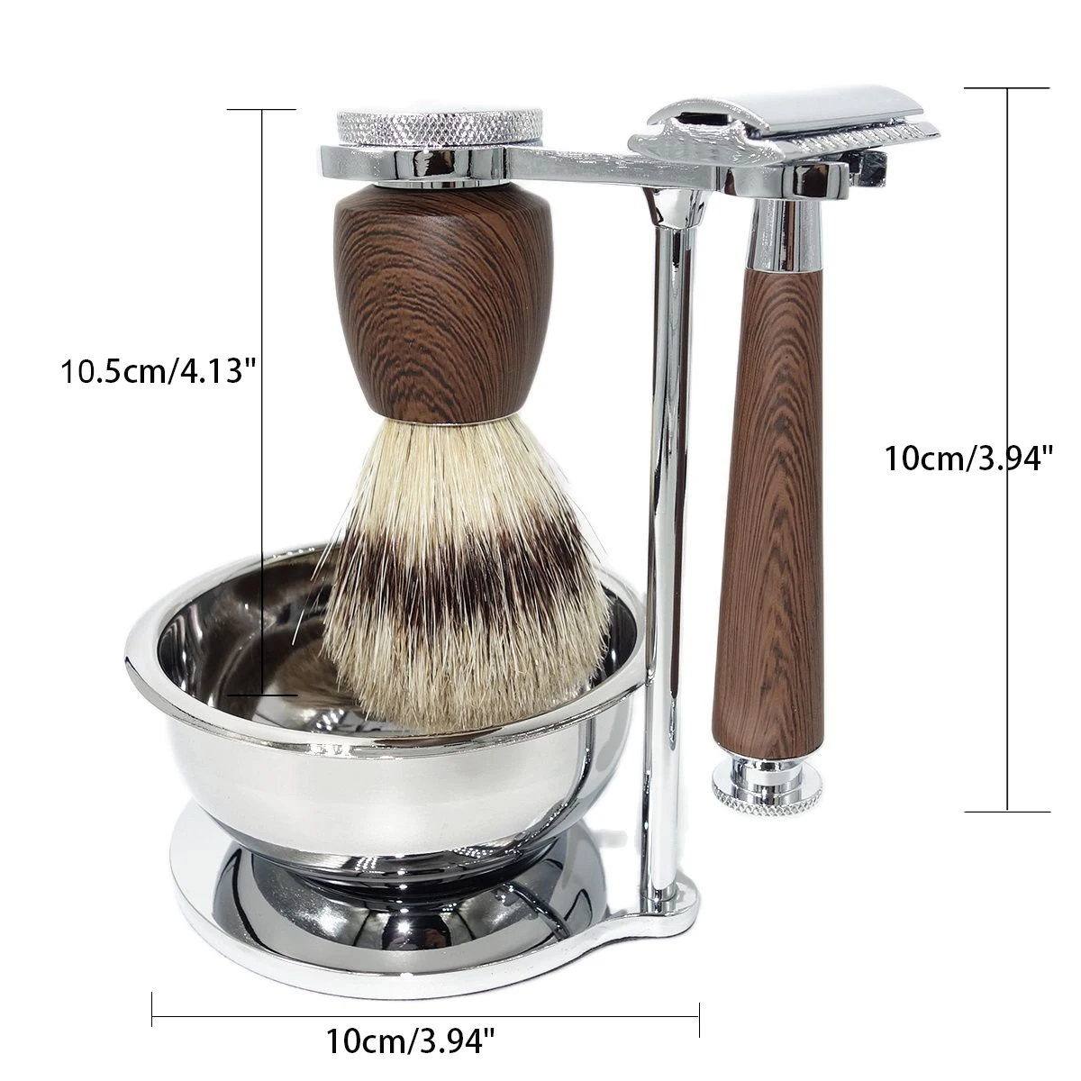 iRAZOR New Luxury Classic 4-Piece Mens Grooming Shaving Kit Gentleman Wet Double Edge Safety Razor Gift Set with Lather Bowl Mug