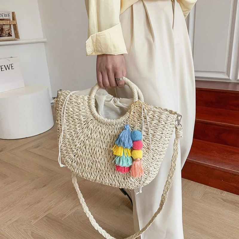 Large Weave Beach Bag Women Handbags Luxury Design Big Tote Bag Square Straw Shoulder Bag Knitted Bolsos De Playa 2021 Woven Sac