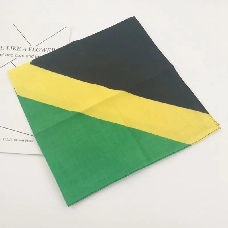 Flag of Jamaica Print Unisex Square Bandanas Cotton Hair Scarf Biker Motorcycle Neckerchief Hip-Hop Headwrap Patriotic Accessor