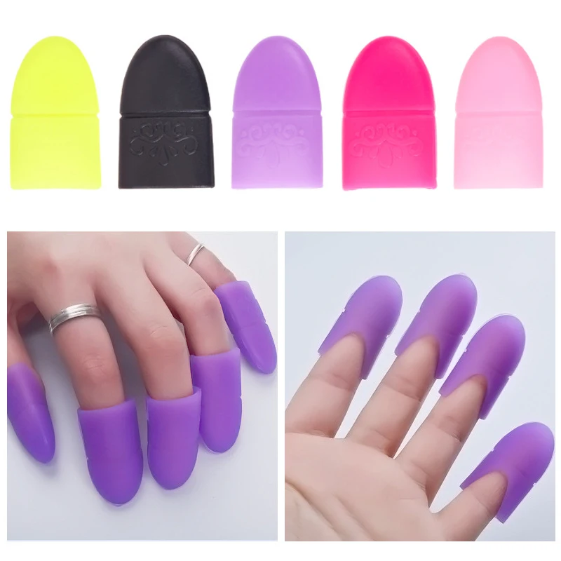 10PC Nail Polish Clip Soak Off Silicone Cap UV Gel Lak Remover Wraps Degreaser Cleaner Tips Fingers Cover Varnish Manicure Tools