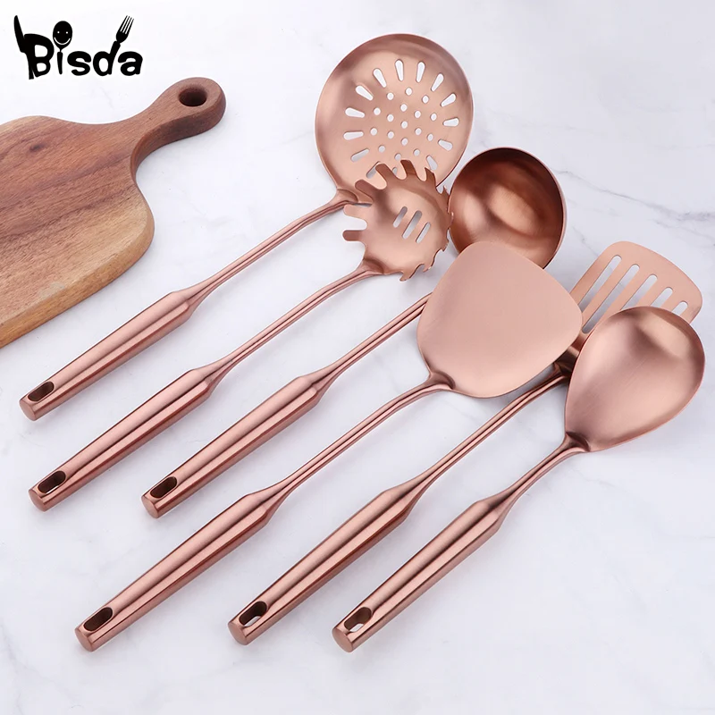 Stainless Steel Cooking Tool,Turner,Soup Spoon, Pasta Fork, Kitchen Accessories, Cooking Utensil, Rose Gold, 1Pc