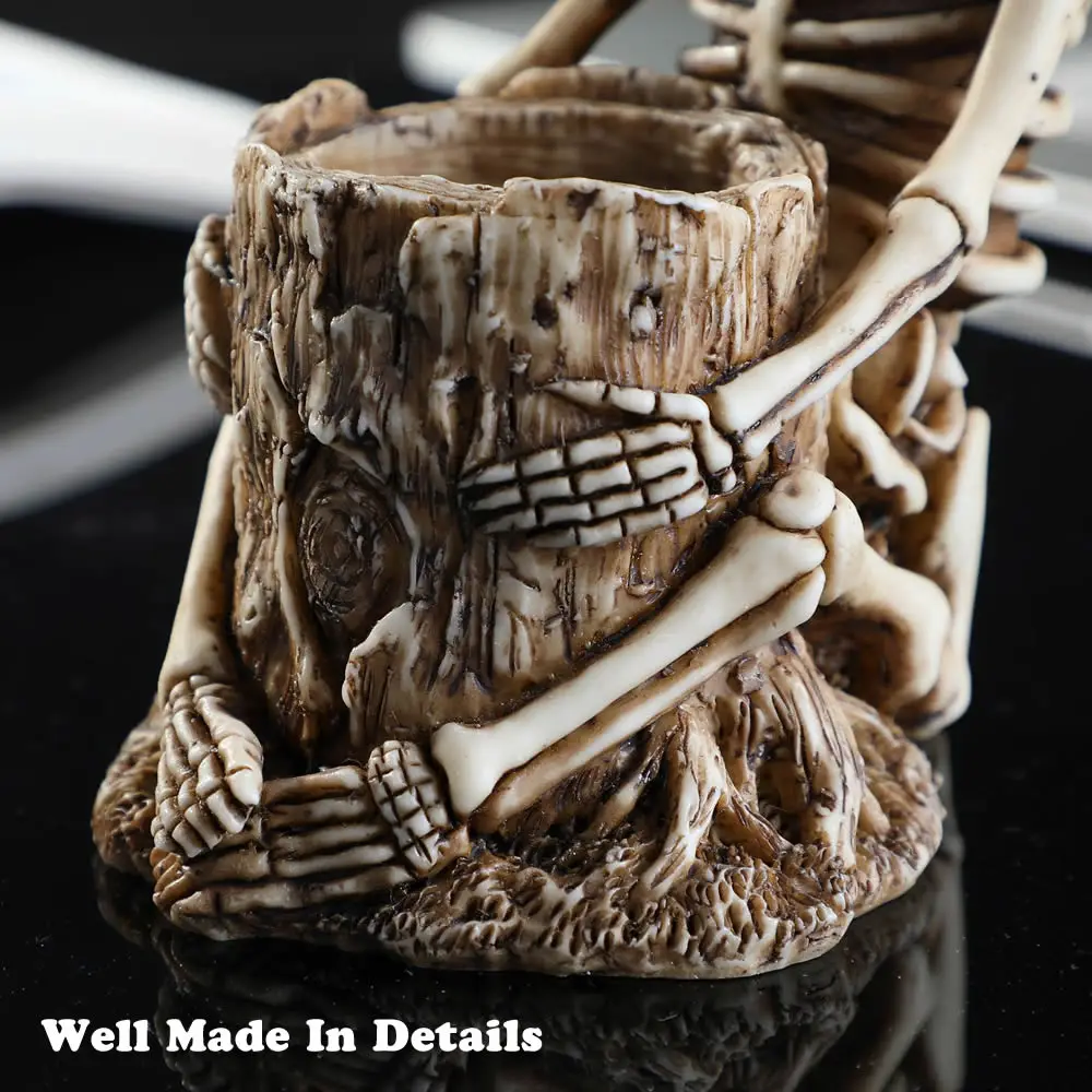 Skull Statue Pen Holder Desk Wall Mounted Resin Storage Box Home Office Desk Decor Gift Halloween Party Decoration Dropshipping