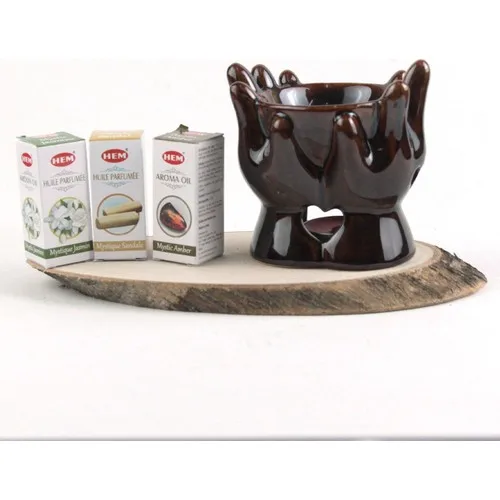 Gift Idea Positive Energy Dağıtan Hands Design Censer Set Brown