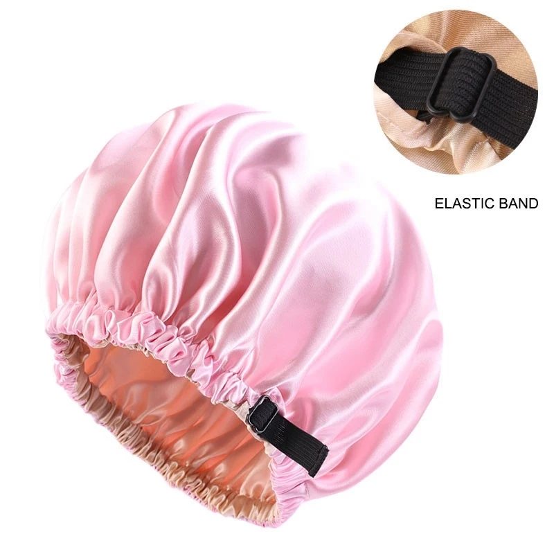 Nieuwe Satin Hair Cap Voor Slapen Onzichtbare Platte Imitatie Zijde Ronde Haircare Vrouwen Hoofddeksels Ceremonie Aanpassen Knop Night Hoed