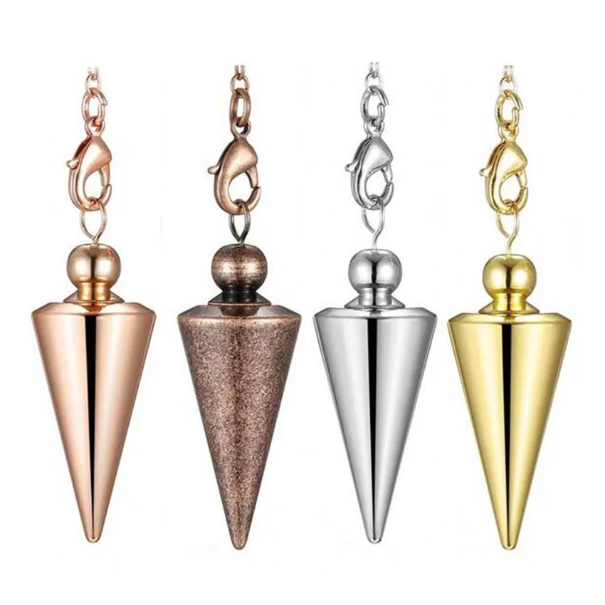 KFT Metal Copper Pendulum Divination Reiki Energy Healing Dowsing Spiritual Pendant Dowsing Spiral Cone Antique Pyramid Jewelry