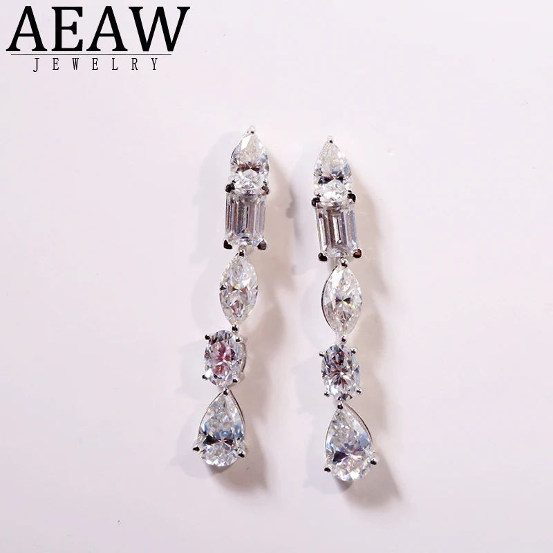 AEAW 14K Solid Gold 6ctw Pear Cut CVD HPHT Lab Grown Diamond Earrings For Women Girl Birthday Anniversary Gift NO IGI