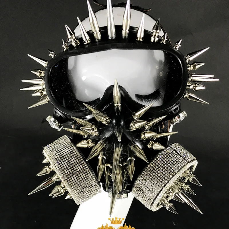 Men Women Nightclub Props Gothic Retro Rivet Steampunk Gas Mask Models Headdress Party Cosplay Halloween Accessories DWY3474