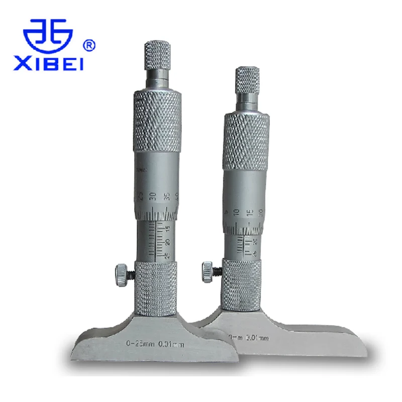 Xibei brand Depth Micrometer 0-25mm 50mm 100mm 150mm 200mm Depth Micrometer Gauge With Rods depth Measurement Caliper Tool