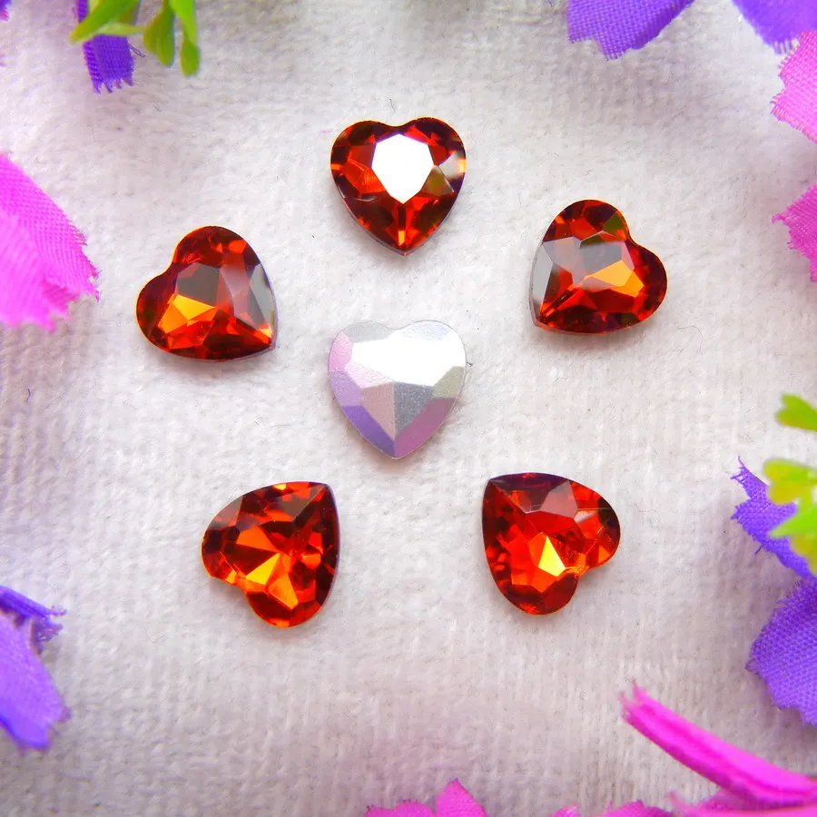 Glaskristall 8mm 10mm 12mm 14mm 16mm 18mm 27mm Verschiedene Farben Mix Herzform Klebeperlen Handy-Zubehör DIY – Detail 8