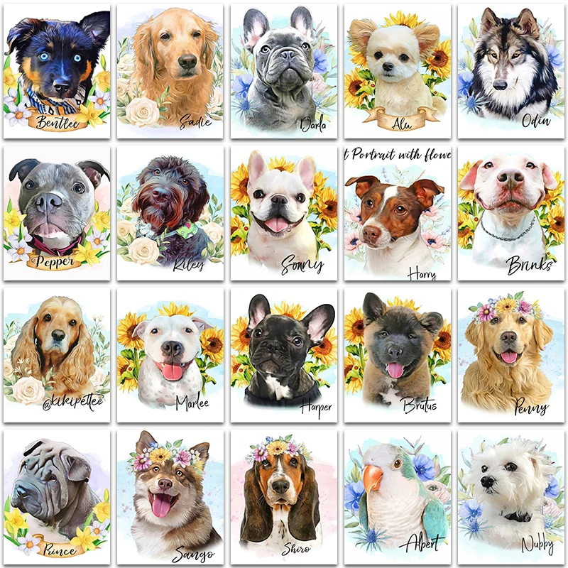 Diamond Painting embroidery mosaic Cross stitch Animal Cat Bulldog Teddy Dog Puppy Cute Schnauzer Husky Samoyed home decor bird