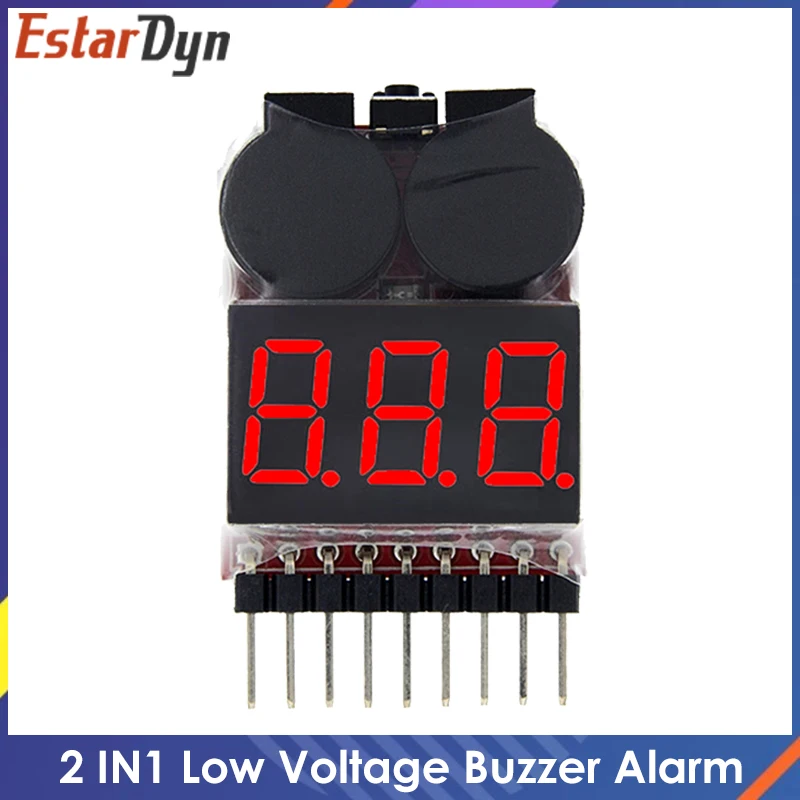 1-8S Lipo/Li-ion/Fe RC helicopter airplane boat etc Battery Voltage 2 IN1 Tester Low Voltage Buzzer Alarm