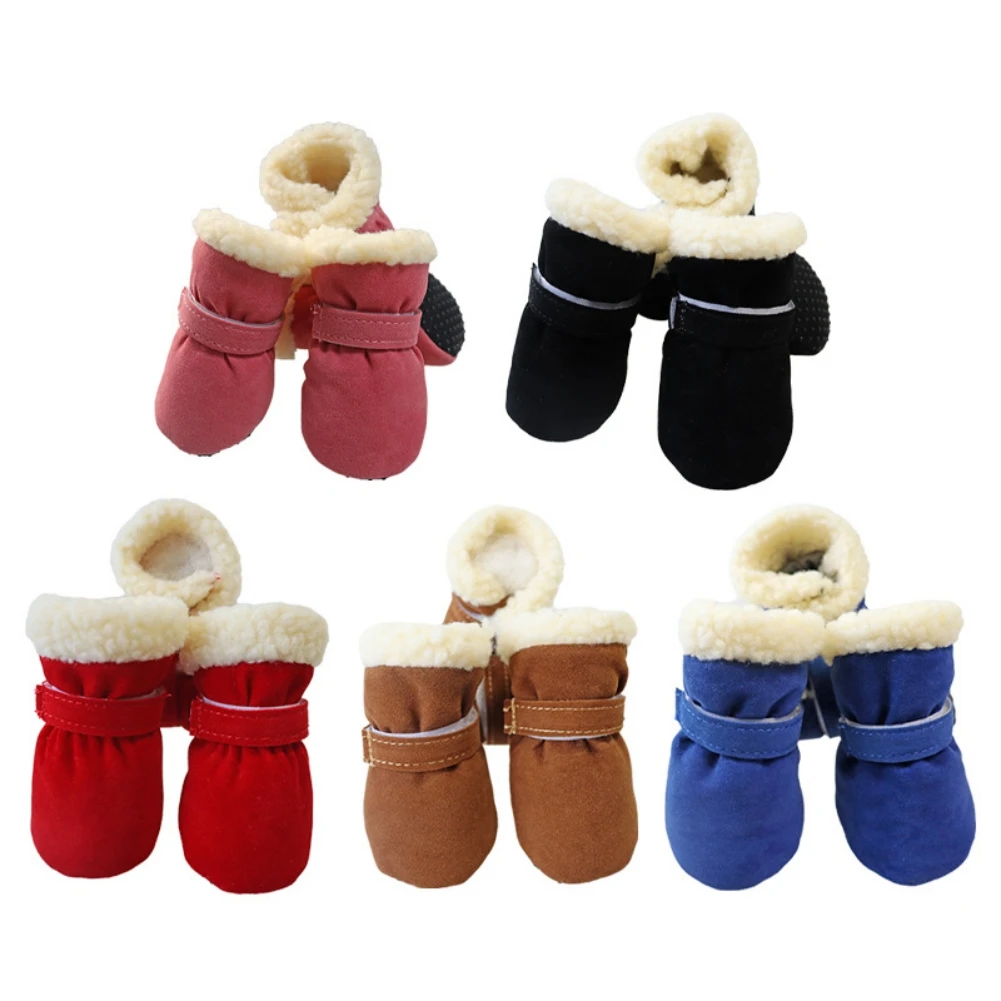 

4pcs/set Super Warm Pet Dog Cat Shoes Dog Boots Winter Puppy Cat Rain Snow Booties Footwear for Small Dogs Chihuahua Non-slip