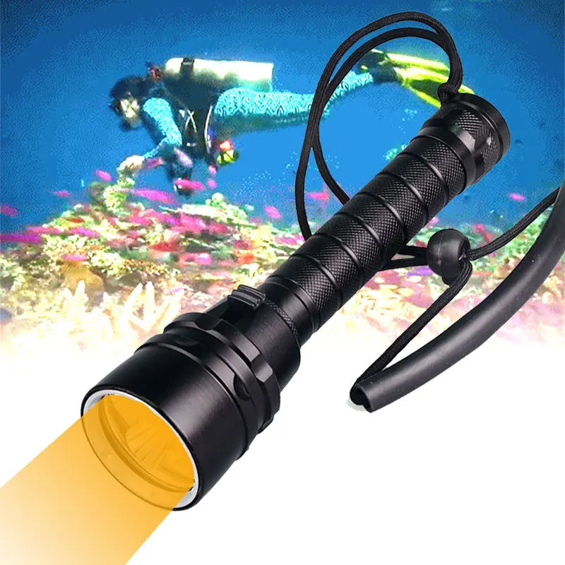 TMWT Waterproof Scuba Diving Flashlight 3000K Yellow 3LED Flashlight, 3000 Lumens Underwater Submersible Torch