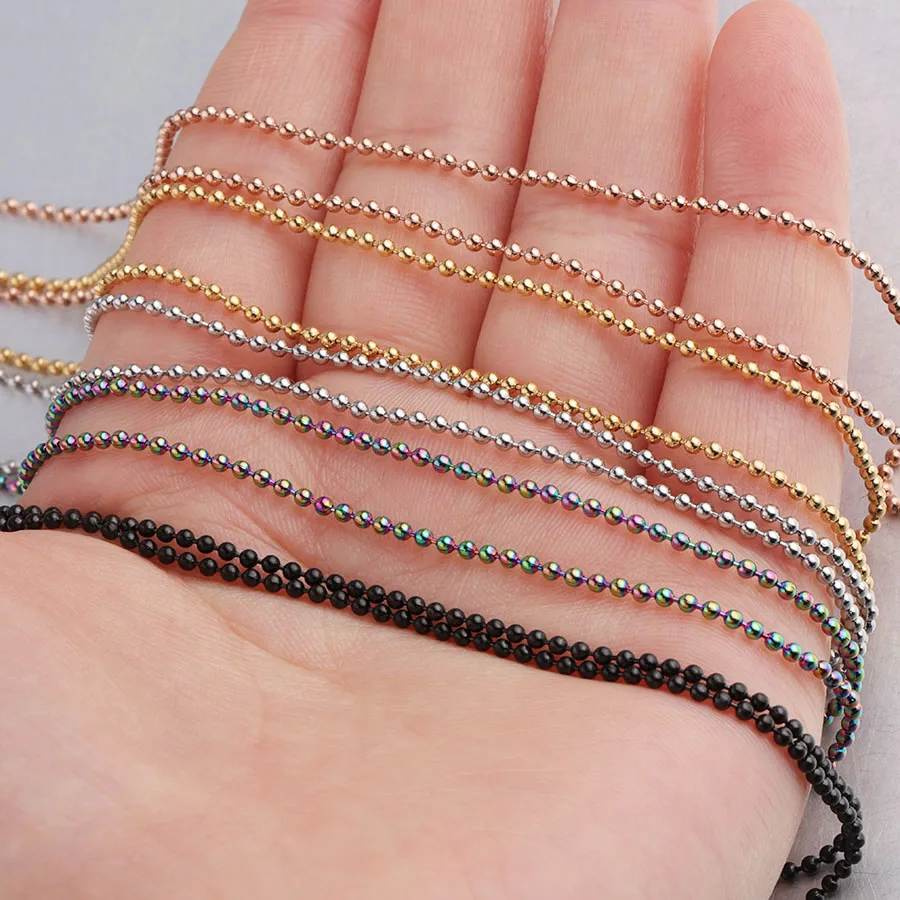 Fnixar Thickness 1.5mm Ball Bead Chain Necklace With Lobster Clasp Stainless Steel DIY Necklace Making 18“ 45cm 10piece/lot