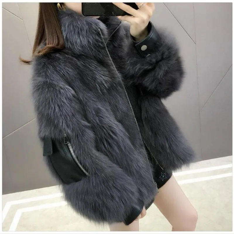 2019 Winter Fashion Fox Fur Warm Thick Luxury Fluffy Faux Fur Mink Coats Jacket Plus Size Women Fake Rabbit Fur Coat