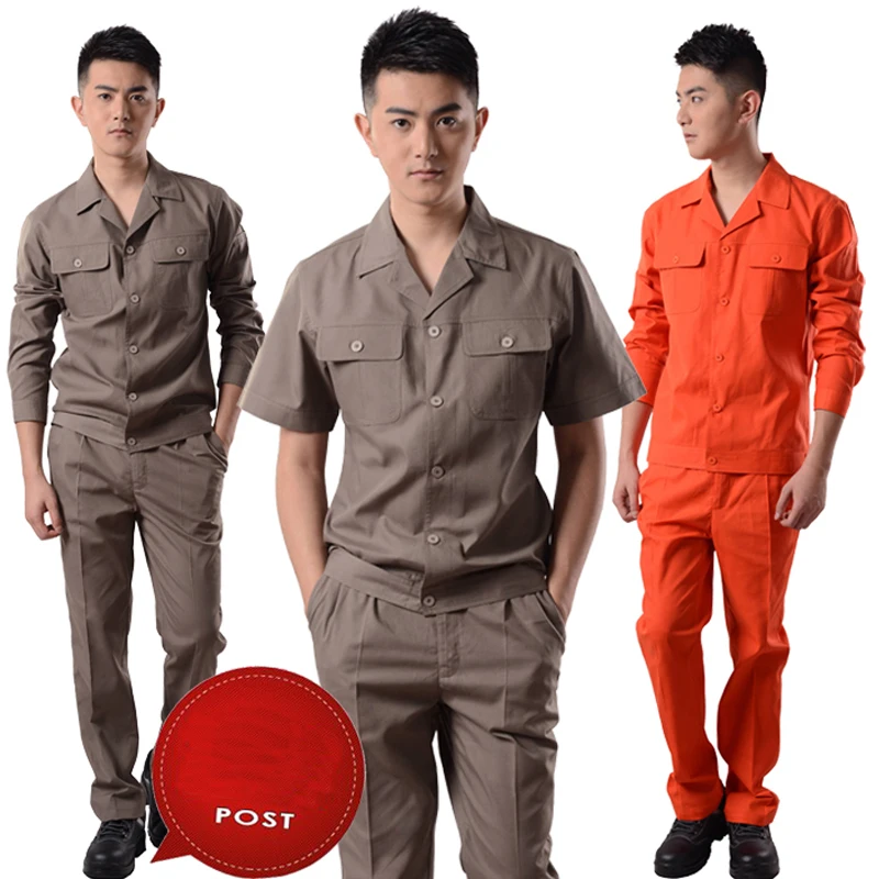 Spring summer worker coveralls blouse+pants overalls factory workshop mechanical auto repair service working unforms S-3XL