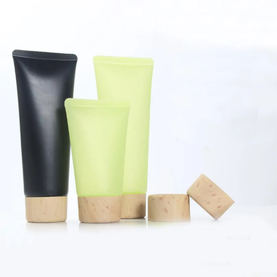 50ml100ml soft tube wooden shape lid cleaning serum hand cream/gel cleanser butter tube/cleanser milk skin care cosmetic packing