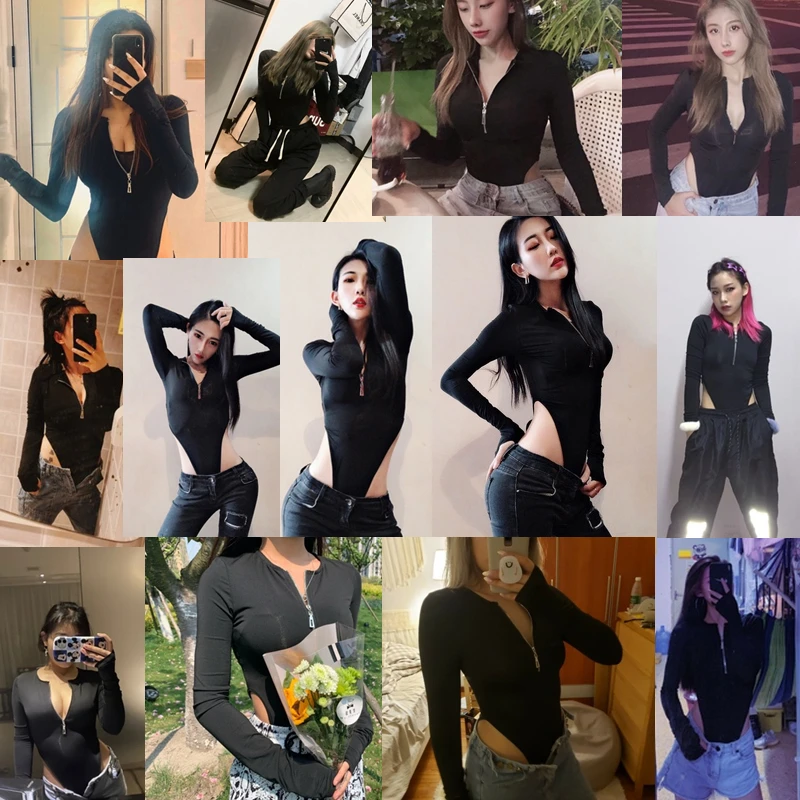 CNYISHE-monos de manga larga con cremallera para mujer, ropa Sexy ajustada, a la moda, para otoño e invierno, 2022