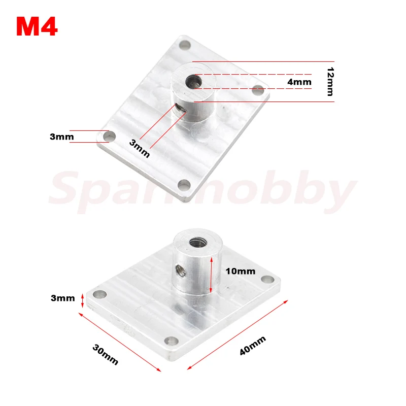 Base fixe en aluminium pour train d'atterrissage RC, 2 pièces, M3, 3mm, M4, 4mm, avion à aile fixe, pour quadrirotor, accessoires de bricolage