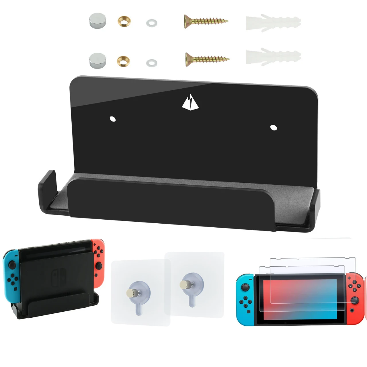 Soporte de montaje en pared para Nintendo Switch, estación de acoplamiento, adhesivo, estante pequeño, soporte flotante para Nintendo Switch NS, almacenamiento de ahorro de espacio