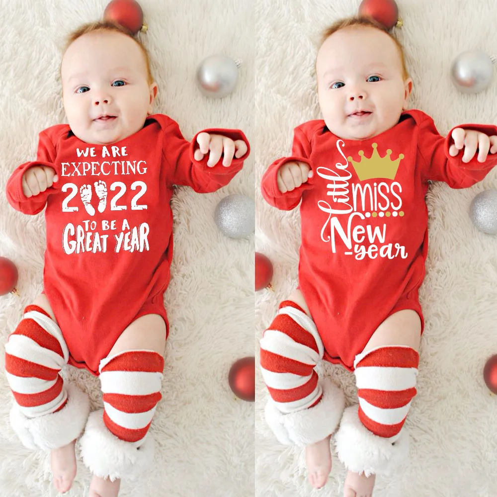 

We Are Expecting 2022 To Be A Great Year Newborn Baby Cotton Bodysuits Cute Toddler Boy Girls Long Sleeve Jumpsuit Outfits Gifts