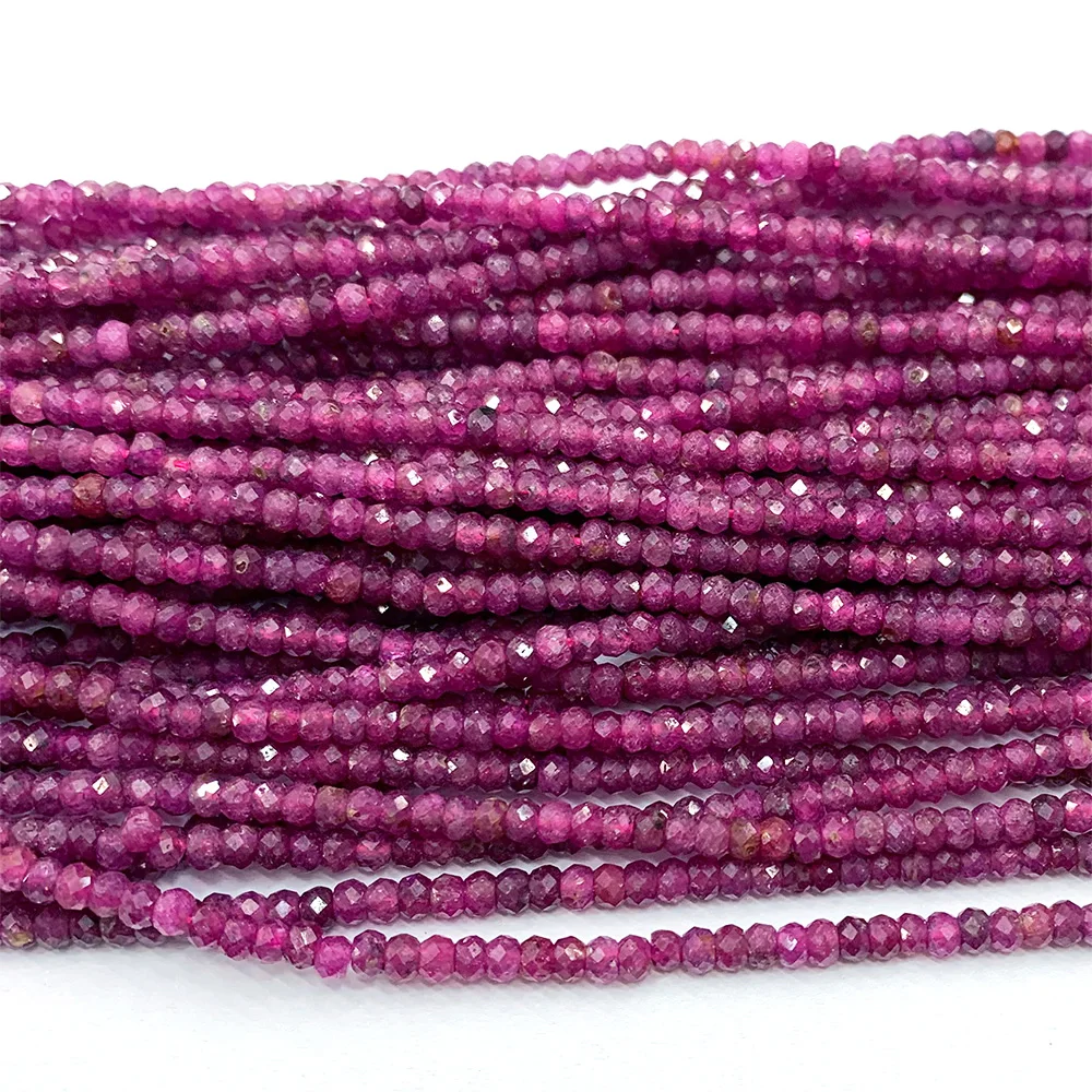 Veemake Ruby Natural Gemstone DIY Necklace Bracelets Earrings Ring Faceted Small Rondelle Women\'s Beads For Jewelry Making 06690