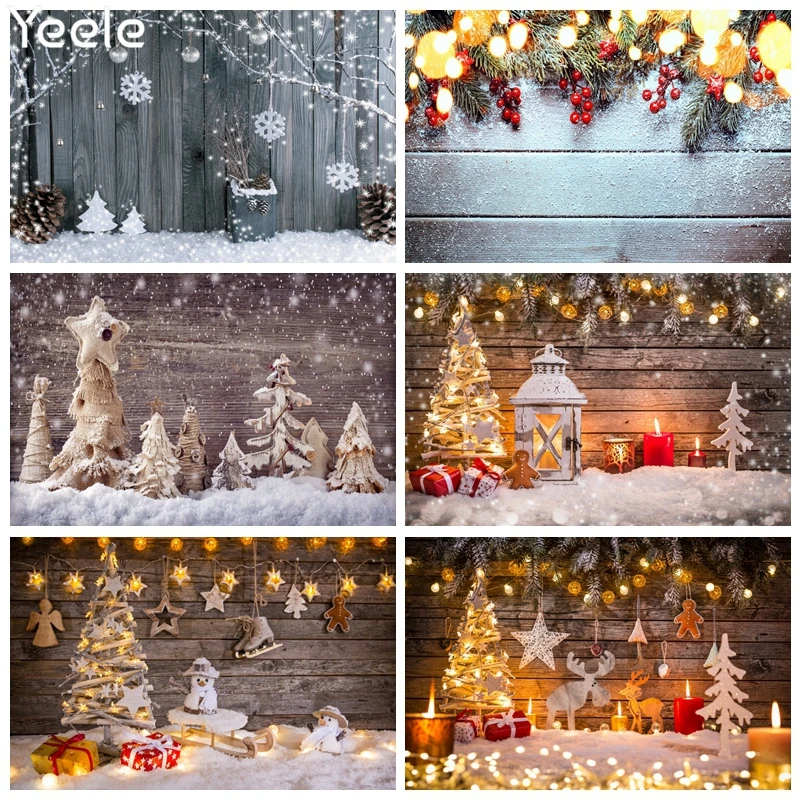 Yeele Photocall Christmas Backdrop Glitter Star Wooden Board Portrait Photography Photographic Background For Baby Photo Shoot