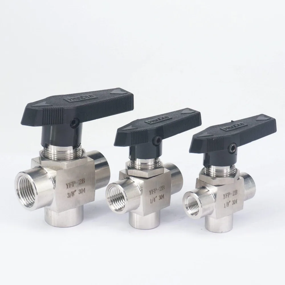Hochdruck 1/8" 1/4" 3/8" 1/2" 3/4" BSP Innengewinde 304 Edelstahl Gleiches L-Port-Kugelhahn PTFE-Dichtung – Detail 2