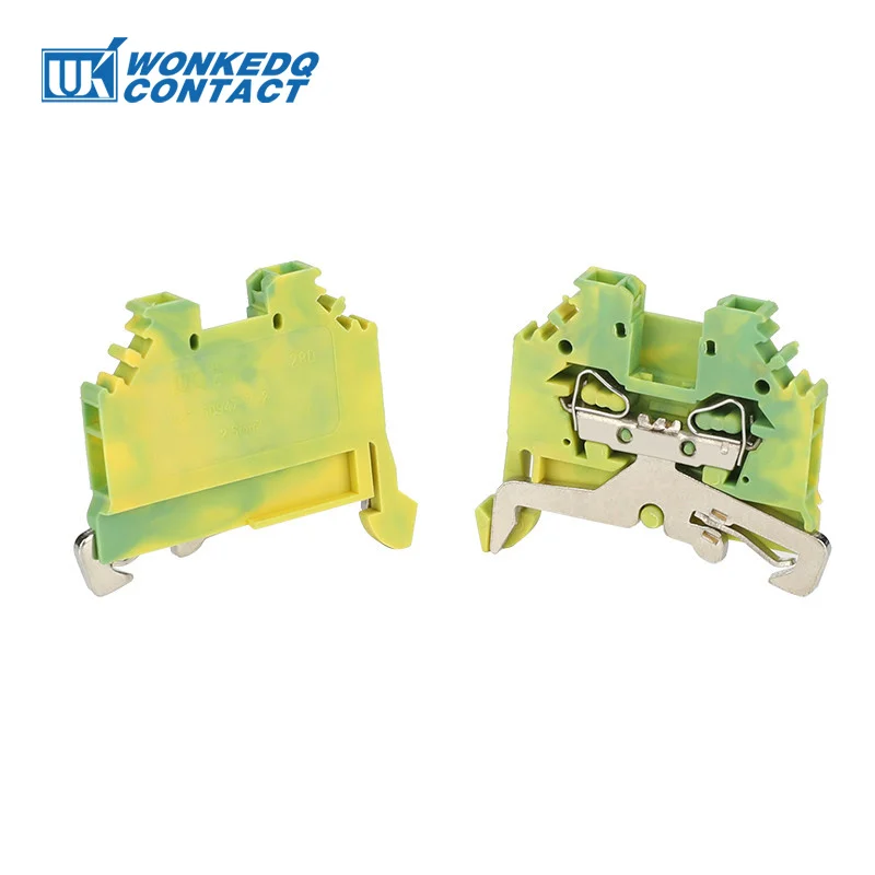 5Pcs 280-107 Spring Cage Mount Ground Earth 2-Conductor 280 107 Plug 2.5 mm² Clamp Wire Connector DIN Rail Terminal Block