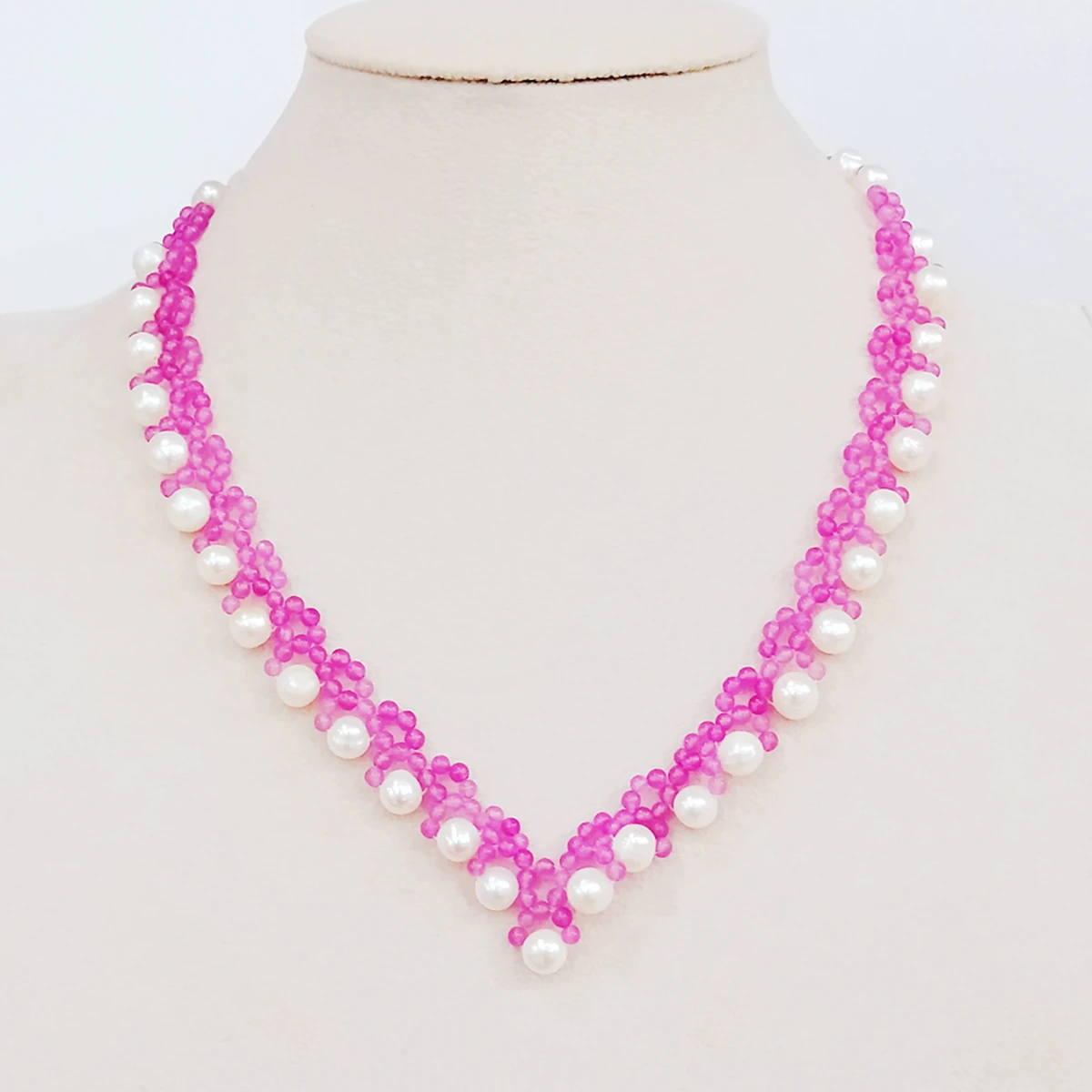 Lii Ji Real Pearl Choker Necklace Pink jades Women Jewelry Gift 45cm Magnet Clasp Stock sale Necklace