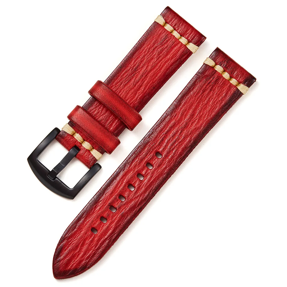 Leather watch strap Cowhide watchbands 20mm 22mm 24mm watch bands Hand-polished personality strap UTHAI G19