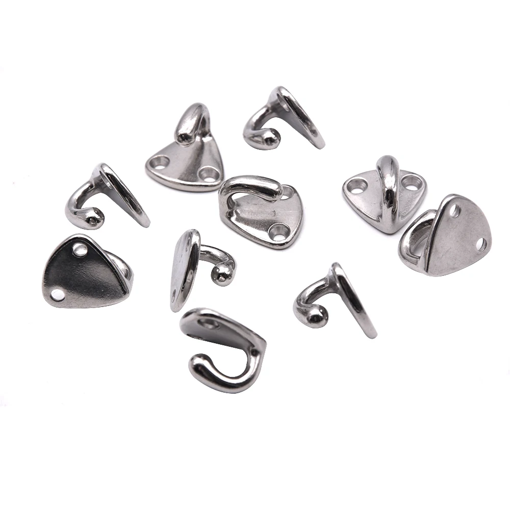 27mmx27mm 316 Stainless Steel Mini Boat Ship Fender Hook Carabiner Pad Eye Hooks for Coat Marine Sailing Marine Hardware 10Pcs