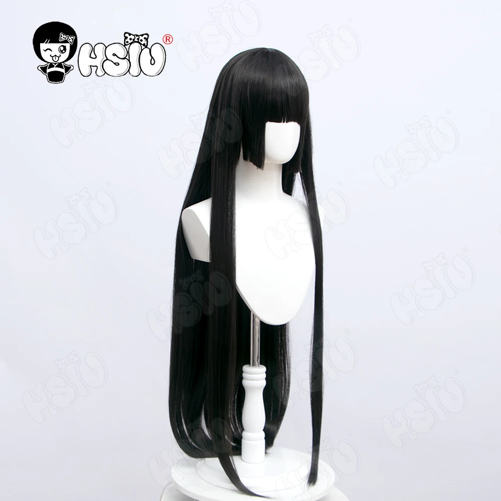 Enma Ai Cosplay Pruik Anime Hell Girl Cosplay Pruik Hsiu Zwart Lang Haar + Gratis Pruik Cap Halloween Party Hel meisje Pruik