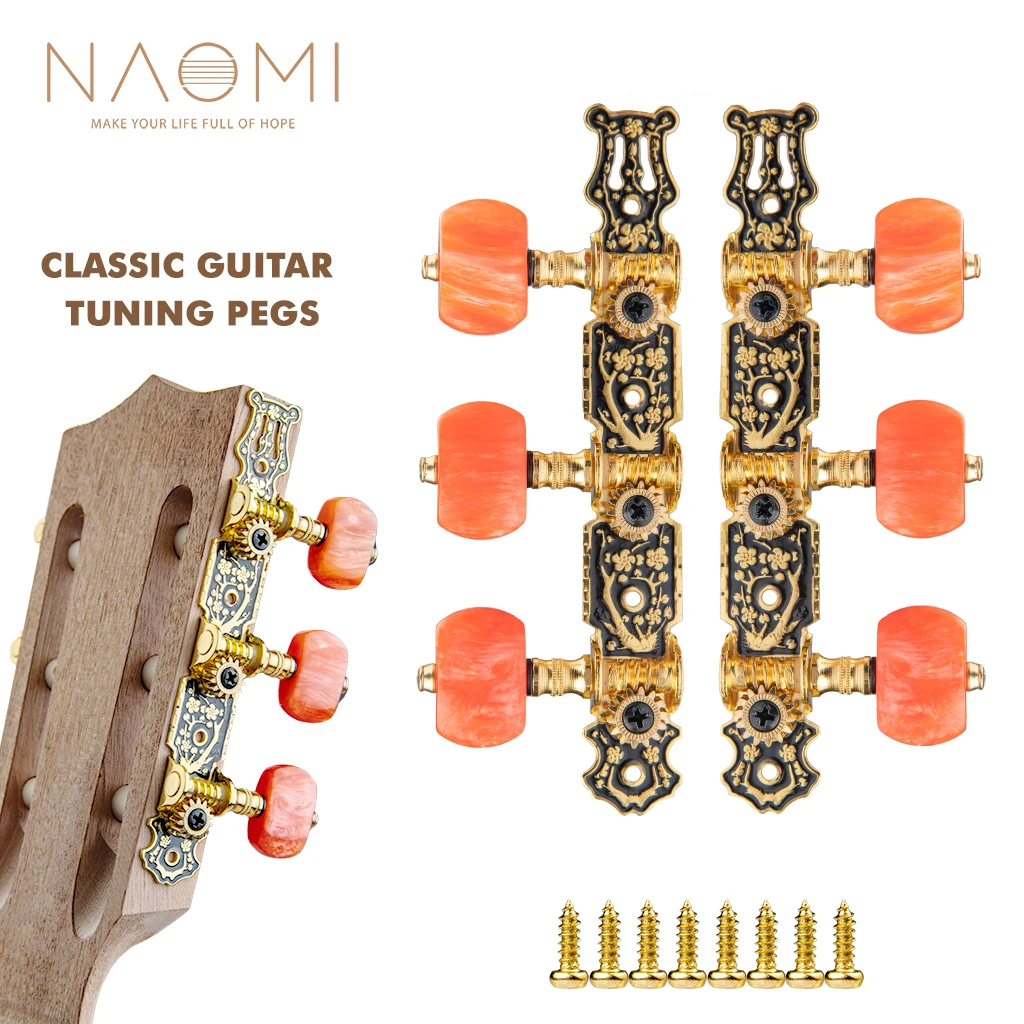 NAOMI Alice AO-020HV2P 2pcs(L&R) Classical Guitar Tuning Keys Pegs String Tuners 1:14 Gear Ration 3+3 Machine Heads