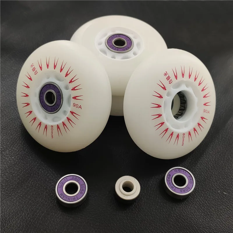 4pcs Skating Wheel LED Flash Roller Skates Wheels 72 76mm 80mm Slalom FSK Tyre for SEBA High HV HL FRM FR Patines ILQ-11 Bearing