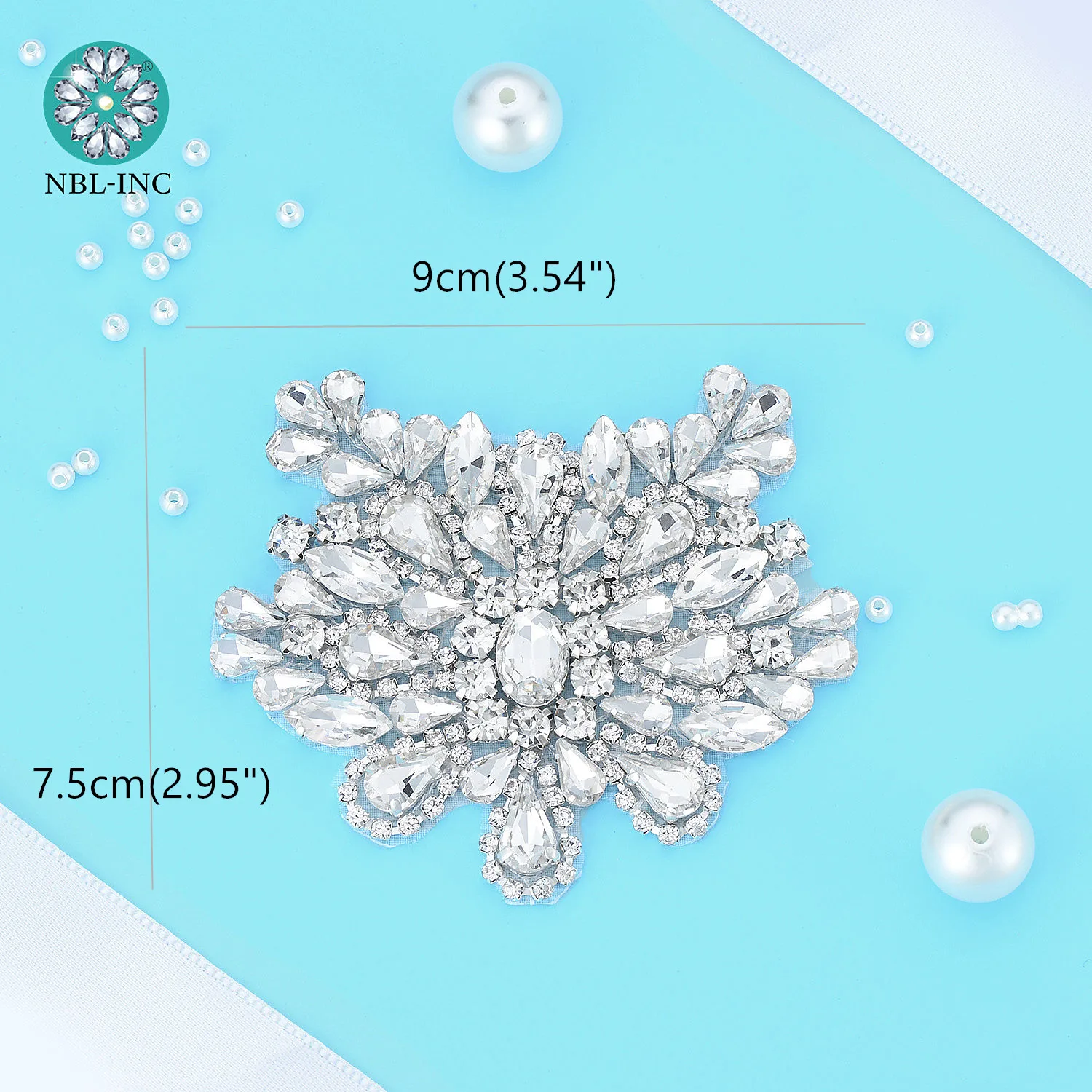 (30PCS) Wholesale silver crystal rhinestone applique patch hand beaded iron on sew on for dress shoes accessories WDD1150