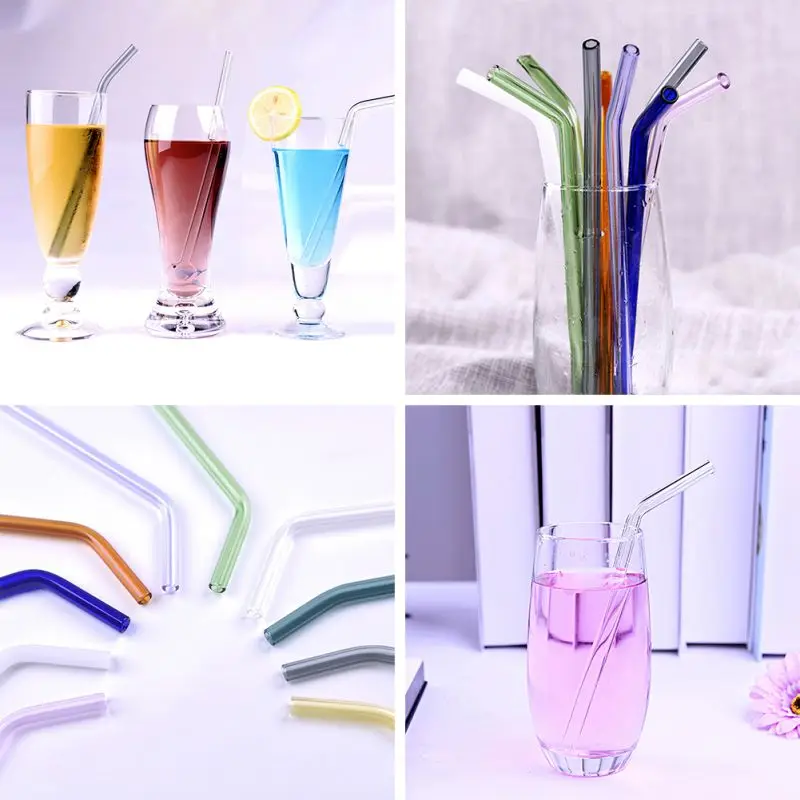 Reusable Glass Straws Colorful Drinking Straw Eco-friendly High Borosilicate Glass Straw Glass Tube Party Favors Bar Drinkware L