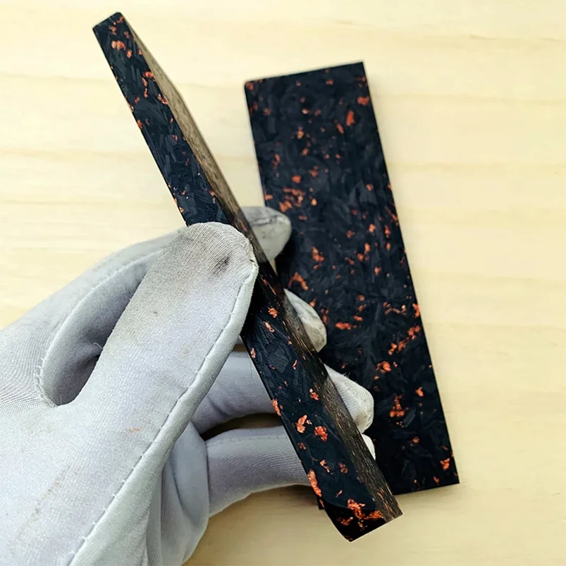 New 1 Piece Marbled CF Carbon Fiber Marble Black Resin Board for DIY Knife Handle Material Copper Powder Compression Patch Plate