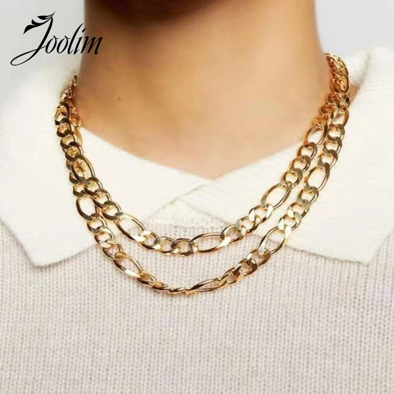 

JOOLIM Jewelry High End Pvd Wholesale No Fade Simple Basic Figaro Chain Choker Stainless Steel Necklace for Women