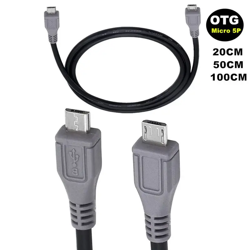

5 Pin Micro USB Male To Micro USB Male OTG Converter Adapter Lead Data Cable Charging Cord For Phone Tablet