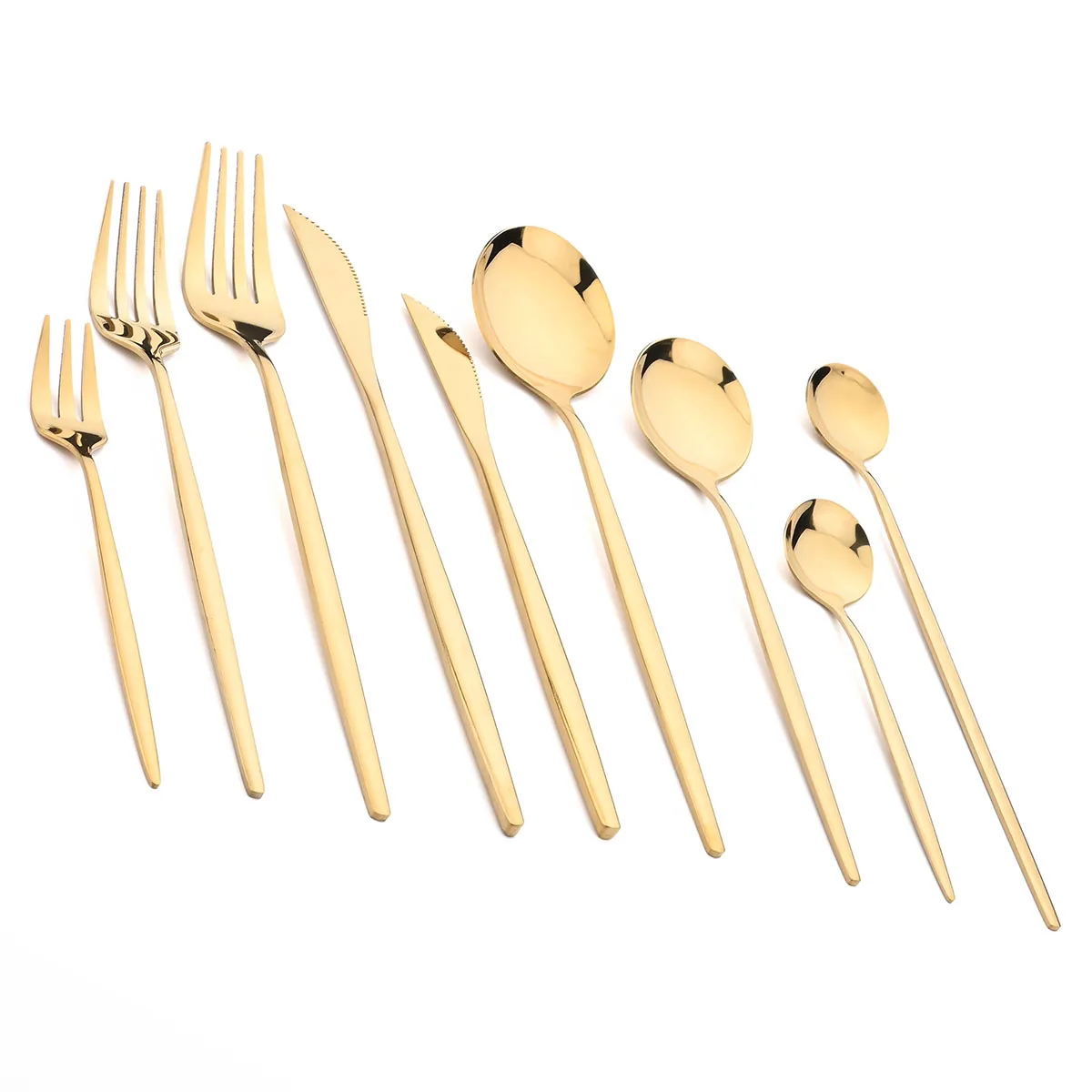 JANKNG Gold Cutlery Set Stainless Steel Golden Knife Fork Spoon Cutlery Set Kitchen Tableware Gold Dinnerware Set Dropshipping