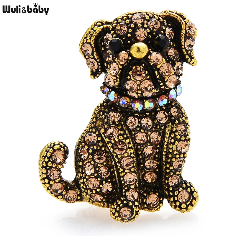 Wuli y bebé Vintage sentado Sharpie broches de perro para los hombres y las mujeres de mascotas fiesta Animal broche informal Pin regalos