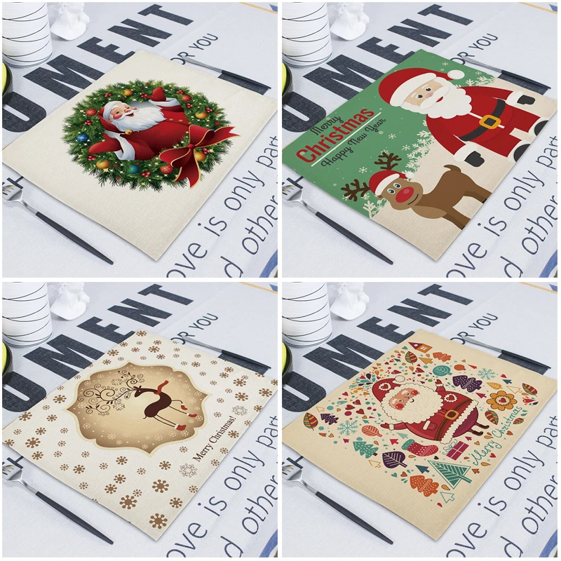 Santa Napkin Cloth Napkins Tea Towels 43*32Cm Christmas Decoration Retro Fabric Napkins Table Restaurant Table Mats Serviette